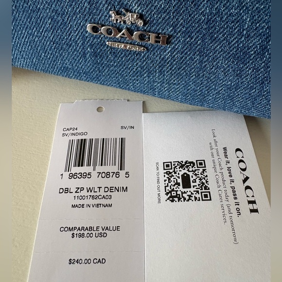 Coach Double Zip Wallet -  Denim/Silver/Indigo - Picture 11 of 11